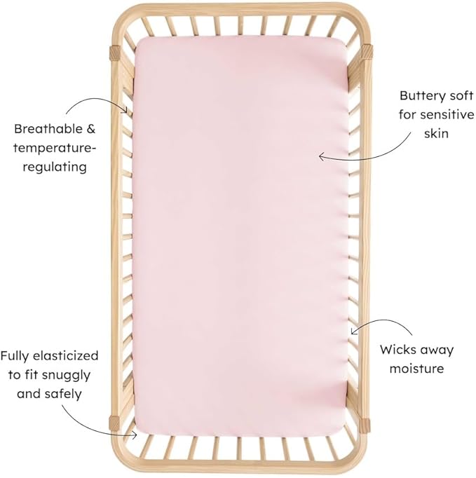 Kyte Baby Soft Crib Sheet - Standard Fitted Crib Sheet Made with Rayon from Bamboo, Ultra-Gentle and Breathable (Blush)