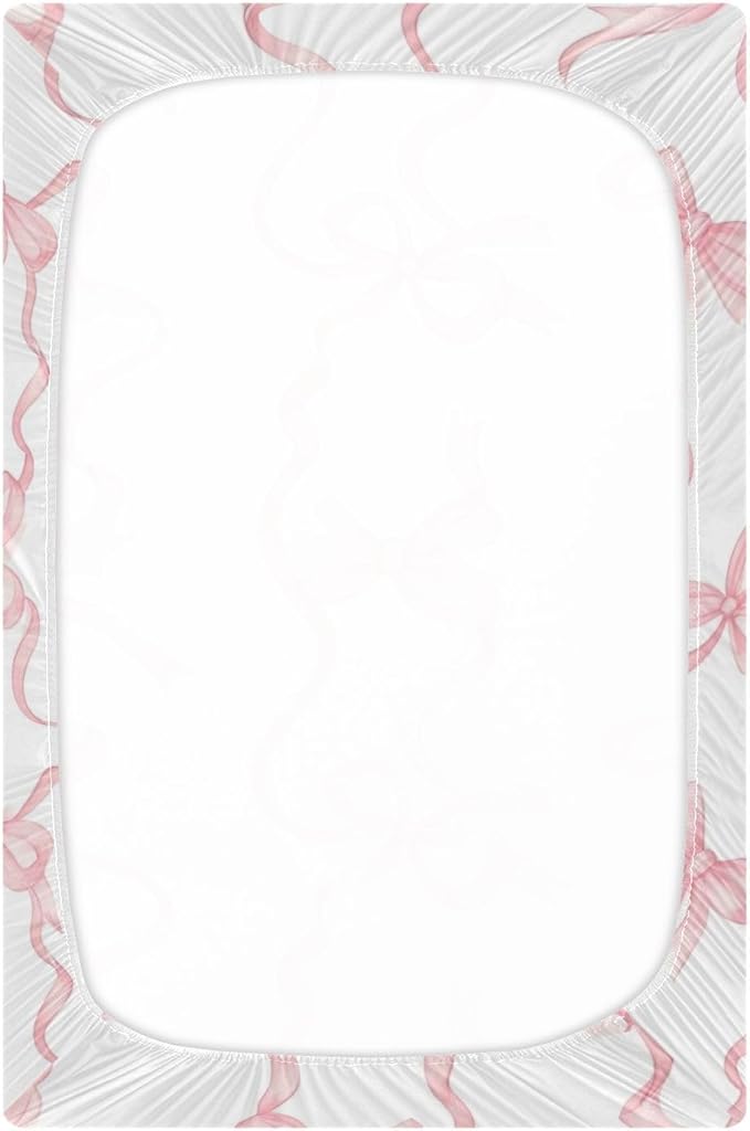 Watercolor Bows Crib Sheets for Boys Girls Soft Breathable Mini Crib Sheets for Baby 52" x 28"