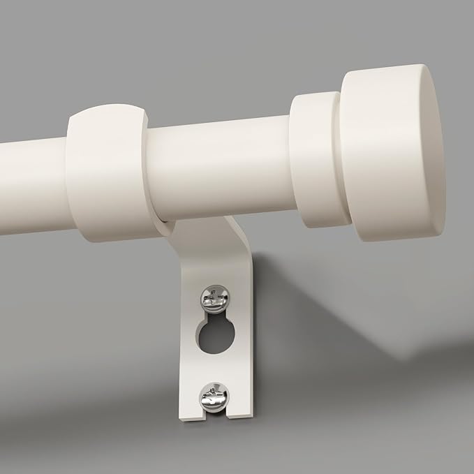 Modern White Curtain Rods for Windows 72 to 144 Inches Adjustable Length Heavy Duty 1" Diameter Window Curtain Rod with Decorative Finials for Outdoor Farmhouse Bedroom Kitchen Living Room