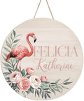 Personalized Wooden Name Signs for Nursery, Flamingo Sign for Baby Door Decor, Newborn Gifts for Girl, Girls Nursery Wall Bedroom Decorations, Mother's Day Gifts for New Mom Dad Gift