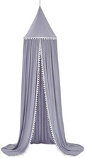 Bed Canopy, Hanging Round Dome Mosquito Net Curtains Tent Canopies Over Cute Princess Style Decoration Crib Ceiling Castle For Girls Baby Kids Boys Child Nursery Bedroom Reading (Grey)