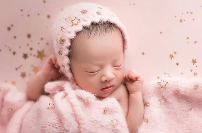 Newborn Baby Photography Props Outfits Hat Long Ripple Wrap Set for Boys Girls Photography Photoshoot Photos