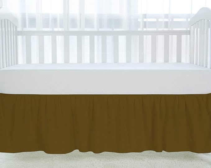 100% Egyptian Cotton, Nursery Crib Toddler (24" x 38" + 10") 800 Thread Count Crib Skirt Dust Ruffle, Bedding Skirts for Baby Boys or Girls, 10" Drop, Taupe Solid