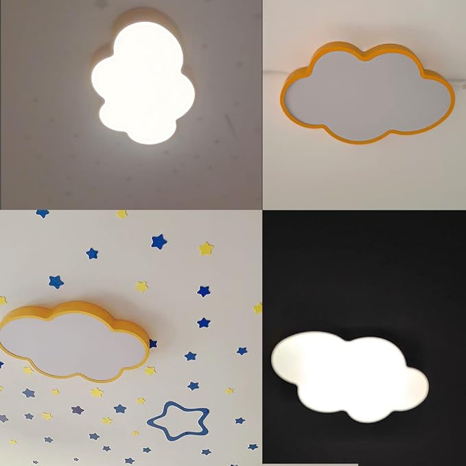 LED Ceiling Light Fixture,23 Inch Modern Cloud Shape Recessed Ceiling Lights, Dimmable Light,Yellow 36W Close to Ceiling Lighting Flush Mount Living Room Bedroom,3000K-6000K