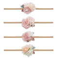 cherrboll 4pcs Baby Girl Headbands Flowers, Super Soft & Stretchy Nylon Floral Hairbands for Newborn Toddler