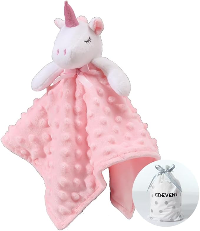 CREVENT Soft Cozy Baby Blankets for Boys Girls + Security Blanket, Set with A Gift Bag Newborn Essentials (Pink)