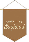 Fall Room Decor,Long Live Boyhood Boy Room Canvas Banner Nursery Playroom Wall Decor for Boys Bedroom Toddler Decorations Teen Boy Room Decor,Playroom Decor Wall Hanging Flag 15x11 Inch（Brown)