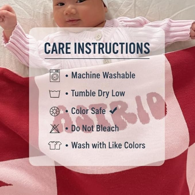 Personalized Signature Icon Blanket – 100% Organic Cotton Customized Baby Blanket, Custom Name, Crib 36x60, Gift for Baby Shower, Birthday Present, Girls and Boys, Toddlers Kids - Made in America