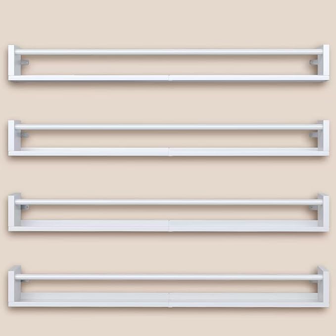 33Inch Metal Nursery Book Shelf, Set of 4, Wall Monted Floating Shelf with Lip, Wall Bookshelf for Kids, Hanging Shelves White ，Patent Number:29947306