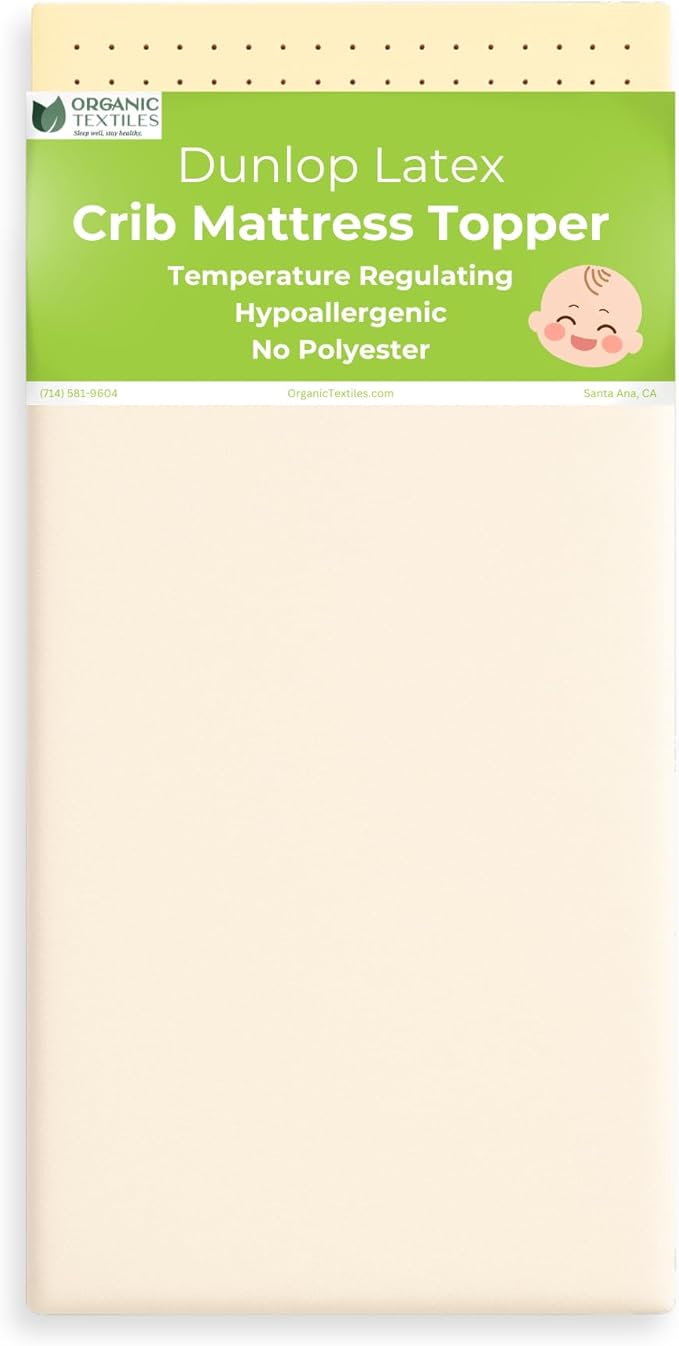 ORGANIC TEXTILES Organic Baby Mattress Topper with Wool Removable Cover - GOLS/GOTS Certified - Breathable, Hypoallergenic, 2" Cradle (36"x18")