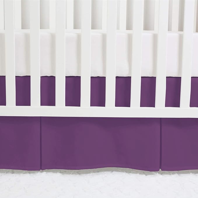 Box Pleated Crib Bed Skirt Premium 100% Cotton 800 Thread Count Nursery Crib Toddler Bedding Crib Bedskirt for Baby Boys or Baby Girls, (28" x 52") + 16" Drop Lenght - Plum Solid
