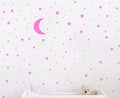 Moon and Stars Wall Decal Vinyl Sticker for Kids Boy Girls Baby Room Decoration Good Night Nursery Wall Decor Home House Bedroom Design YMX16 (Pink)