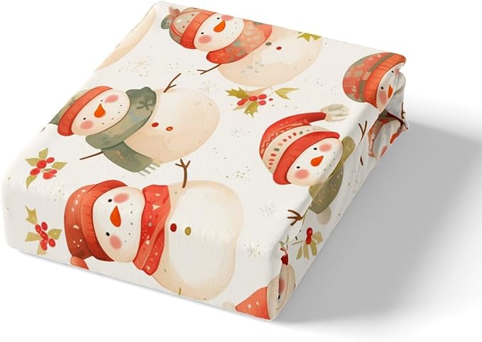 Manfei Cute Snowman Duvet Cover Set Queen Size, Christmas Theme Bedding Set for Kids Kids Girls Room Decor, Western New Year Comforter Cover, Lightweight Bedspread Cover, 2 Pillowcases, No Comforter