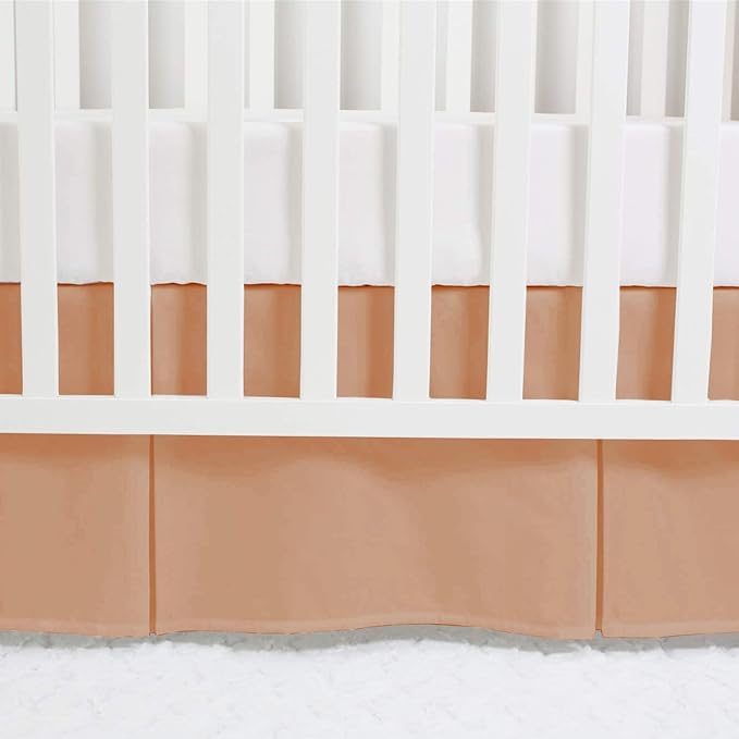Box Pleated Mini Crib Bed Skirt Premium 100% Cotton 800 Thread Count Nursery Crib Toddler Bedding Crib Bedskirt for Baby Boys or Baby Girls, (24" x 38") + 10" Drop Lenght - Blush Solid