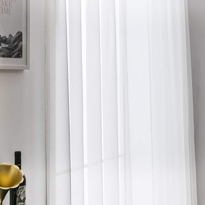 MIULEE Ivory Window Sheer Curtains for Bedroom Living Room Solid Elegant Net Drapes 2 Panels Width 38 x Length 72 Inches