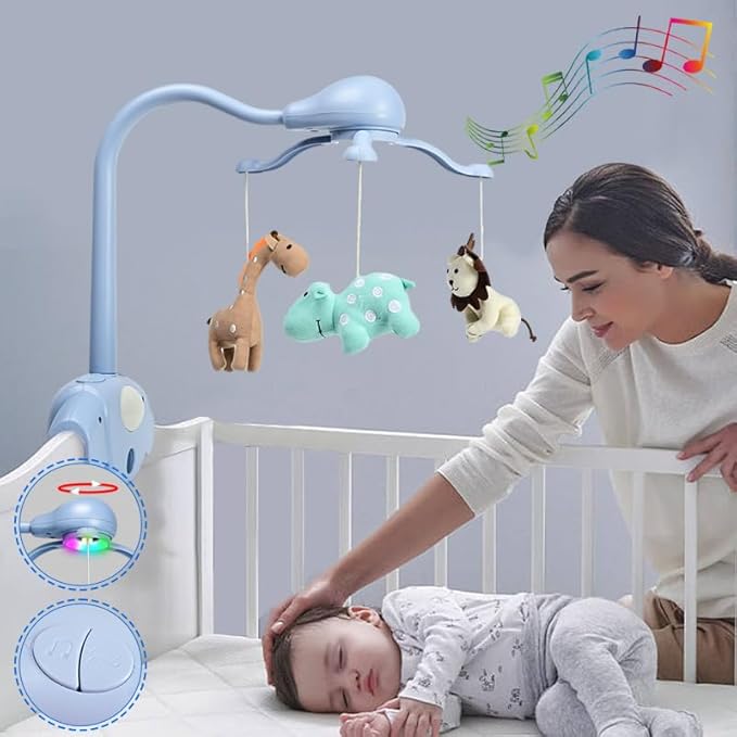 Baby Girl Crib Mobile for Pack and Playpen,Pink Bassinet Mobile with Music,Rotation,Nursy Lights,Natural Sounds,Timer Function,Starlight Projection,Pack n Play Crib Mobile for Baby