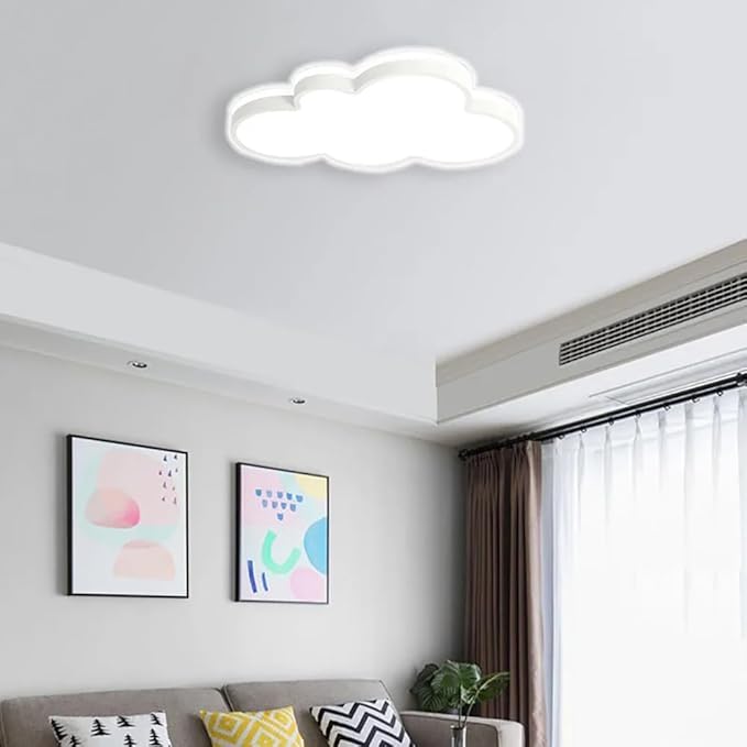Cloud Shape LED Ceiling Light Fixture,Modern 23 Inch Recessed Ceiling Lights,Dimmable Light,White 34W 3000K-6000K Close to Ceiling Lighting Flush Mount Living Room Bedroom