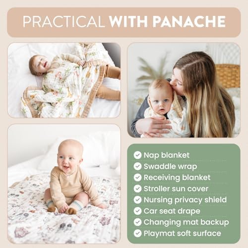 Organic Cotton Muslin Baby Blanket for Boys & Girls - Luxurious Soft Toddler Quilt for Swaddling - Gender Neutral Blanket - Baby and Toddler Gift - Bunny's Childhood Dreams