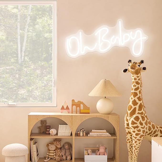 Oh Baby Sign for Wall Decor Led Neon Lights for Teen Bedroom Decor Art Light Up Letters Oh Baby Neon Neon Signs for All Party Room Decorations USB 5v 21.7x10 Inch (white)