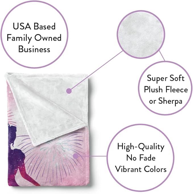 Personalized Princess Blanket for Girls - Ships Next Day, USA Made, Warm, Cozy, Soft Throw for Travel - Pink Room Decor - Plush Fleece or Sherpa Blanket with Custom Name (Fleece - 30x40)