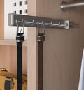 6-Hook Designer Wardrobe Reversible 13.75" Length Closet Belt Rack with 12" Retractable Pullout Extension and Installation Hardware (Matte Nickel)