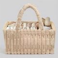 Baby Diaper Caddy Organizer, Rectangular Storage Basket with Multiple Compartments and Carrying Handles, Gift for Baby Shower, Pink