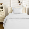 3 Piece Toddler Sheet Set,White Basics Bed Sheet Set for Toddler,Microfiber 3-Piece Soft Breathable Crib Bedding Set for Kids,Includes Flat Sheet,Fitted Sheet,Pillowcase