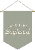 Blue Boy Room Decor,Long Live Boyhood Canvas Banner Nursery Playroom Wall Decor for Boys Bedroom Toddler Decorations Teen Boy Room Decor,Playroom Decor Wall Hanging Flag 15x11 Inch（Haze Blue)