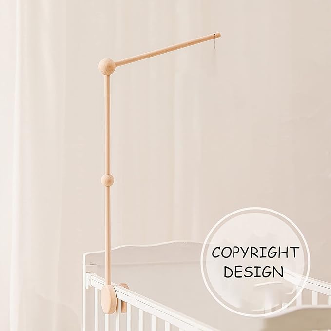 Baby Crib Mobile Holder - Wooden Mobile Arm for Crib,Crib Mobile Arm,Mobile Crib Hanger (Wooden Arm)