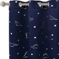 LORDTEX Dinosaur and Star Foil Print Blackout Curtains for Kids Room - Thermal Insulated Curtains Noise Reducing Window Drapes for Boys and Girls Bedroom, 42 x 84 Inch, Navy, Set of 2 Panels