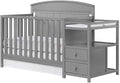 Pemberly Row Wood Crib and Changer Combo in Dove Gray Finish