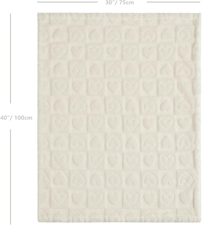 CREVENT 30"X40" Cozy Soft Warm Sherpa Baby Blanket for Girls Boys, Newborn Essentials for Infant, Baby Shower Receiving Gift - White Heart 75X100cm
