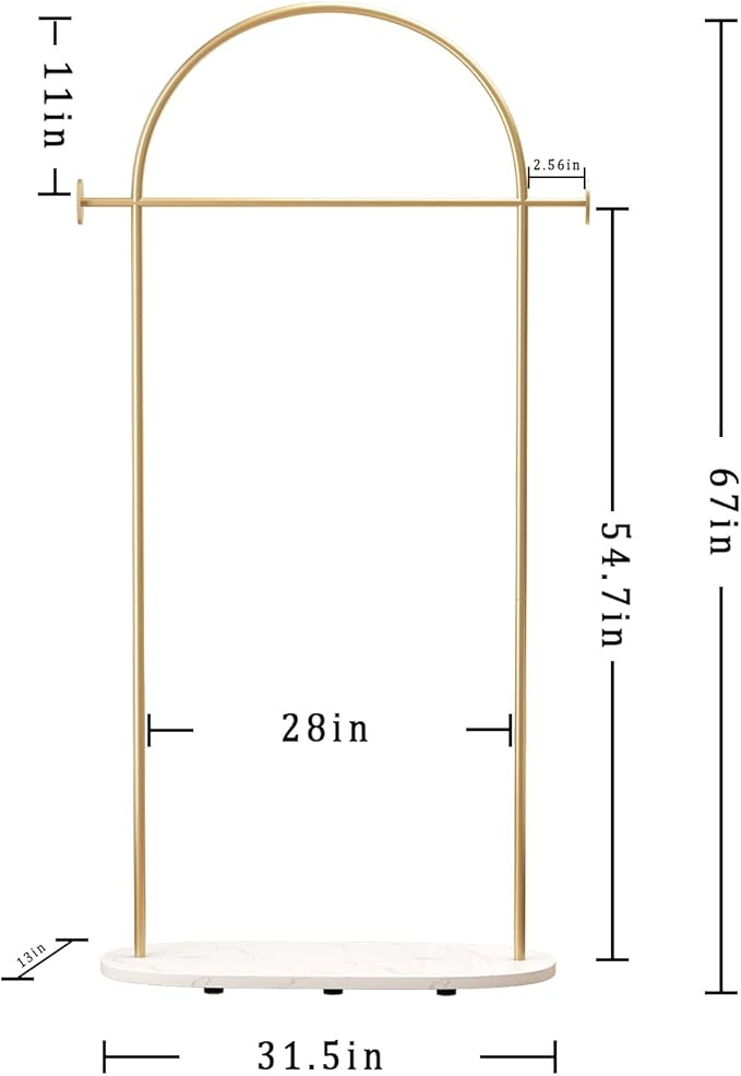 Modern Gold Coat Racks with Marble Base, Gold Clothing Racks with Shelves, Heavy Duty Clothes Rack Stand for Entryway, Bedroom, Living Room, Boutiques