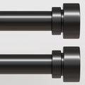 Modern Black Curtain Rods Set, 48-84 Inches Adjustable, Heavy Duty 1 Inch Diameter, Decorative Finials, 2 Pack, for Windows, Outdoor, Farmhouse, Bedroom, Kitchen, Living Room