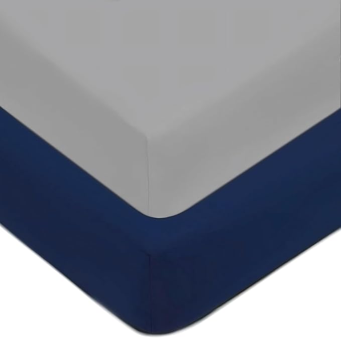American Baby Company 2 Pack Fitted Crib Sheets 28" x 52", 100% Polyester Ultra Soft Microfiber, Gray/Navy, for Boys and Girls, Fits Crib and Toddler Bed Mattresses