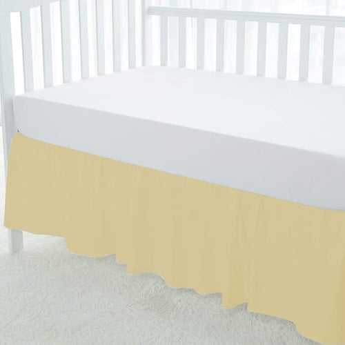 100% Egyptian Cotton, Nursery Crib Toddler (28" x 52" + 14") 800 Thread Count Crib Skirt Dust Ruffle, Bedding Skirts for Baby Boys or Girls, 14" Drop, Ivory Solid
