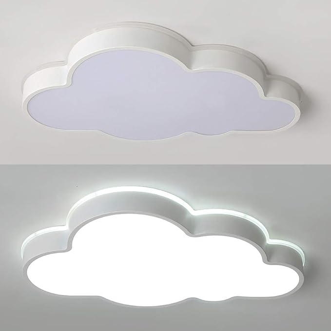 LAKIQ Modern Creative Acrylic LED Lights Cloud Shape Children Room Ceiling Light Flush Mount Ceiling Chandelier Lighting Fixture for Kids Bedroom Kindergarten Living Room (Warm Light, 25.5'')