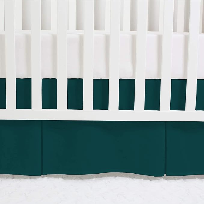 Box Pleated Crib Bed Skirt Premium 100% Cotton 800 Thread Count Nursery Crib Toddler Bedding Crib Bedskirt for Baby Boys or Baby Girls, (28" x 52") + 14" Drop Lenght - Teal Solid