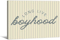 Long Live Boyhood Quote Wall Art Preppy Blue Stripe Poster 12x16 inch Framed Modern Fashion Minimalist Canvas Prints for Boy Nursery Bedroom Wall Decor