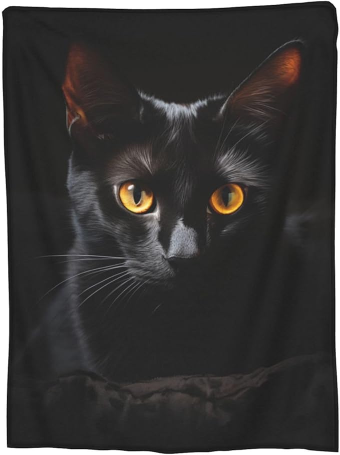 Cute Black Cat Blanket Gifts for Cat Lovers Girls Women Animal Kitten Flannel Throw Blankets for Home Couch Bed Sofa Soft Fuzzy Lightweight Decor Adults All Season 80x60 Inches