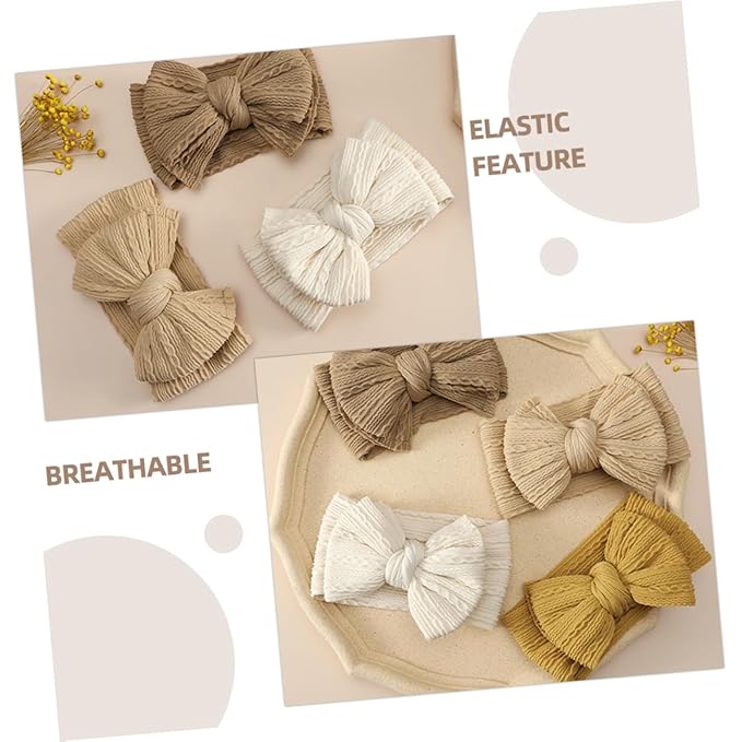 6pcs Bows Hair Bands Soft Stretchy Nylon Headbands for Newborn Accessories Multi-color Photography Props Comfortable Elastic Design