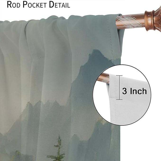 Landscape Theme Waterfall Blackout Curtains, Waterfall Mountains Jungle Printed Natural Scenery Window Drapes, for Bedroom Living Room 42" W X 54" L