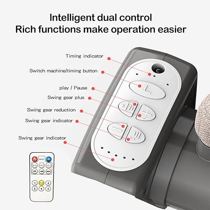 Electric Bluetooth Smart Baby Bedside Bassinet, Baby Bassinet Bedside Sleeper, Next to Me Crib with Wheels, Foldable Co-Sleeping Bed Bassinet for Newborn with 5 Swaying Gears and Remote (601 Grey)