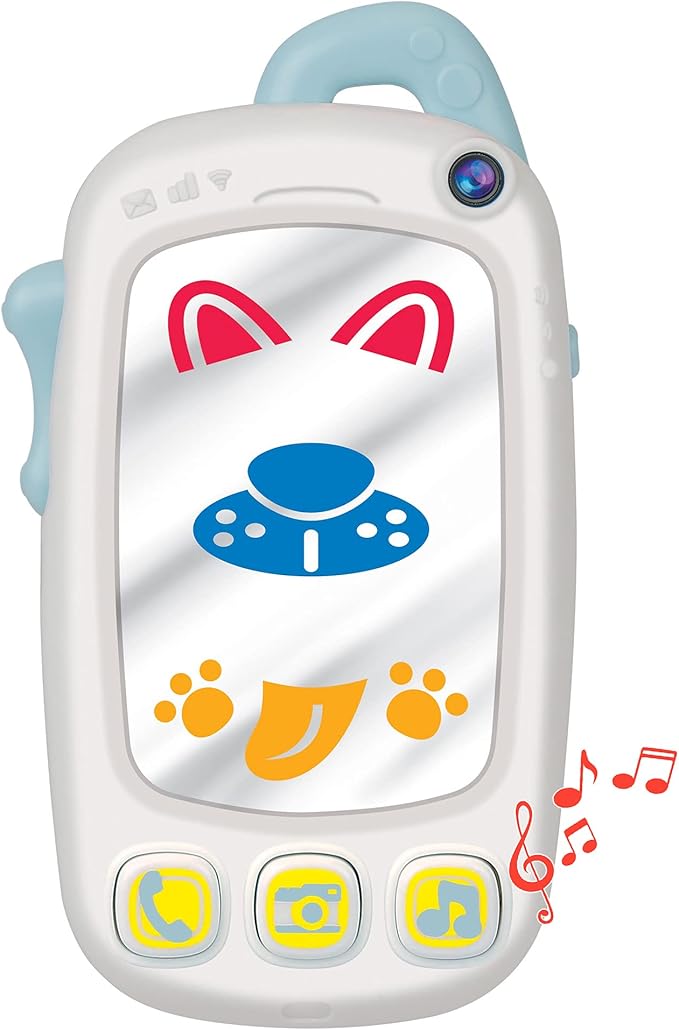 Baby Selfie Toy Phone with Easy-Press Buttons & Light-up Mirror - 9+ Month Old Baby Phone - Musical Toys for Tummy Time