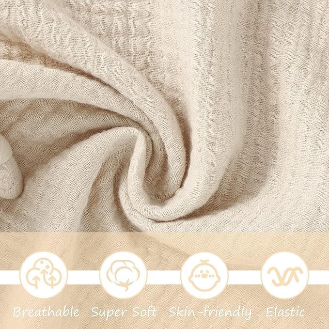 Organic Cotton Muslin Loveys for Babies,Security Blankets for Baby Lovey,Newborn Baby Gifts for Boys and Girls (bunny2-khaki)