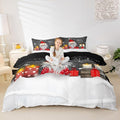 Kids Grey Christmas Bedding Set Full Size Xmas Dwarf Duvet Cover for Boys Girls Teens Bedroom Decor Snowflake Comforter Cover Breathable Soft Microfiber Women Men Holiday with 2 Pillow Case