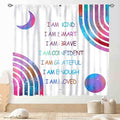Rainbow Curtains for Girls Bedroom, Boho Rianbow Quotes Inspirational Motivational Positive Colorful Galaxy Pink Purple Window Drapery for Baby Kids Living Room Nursery Classroom, 42"x54" Inch