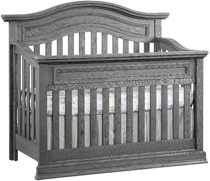 Pemberly Row Modern Wood 4 in 1 Convertible Crib in Graphite Gray