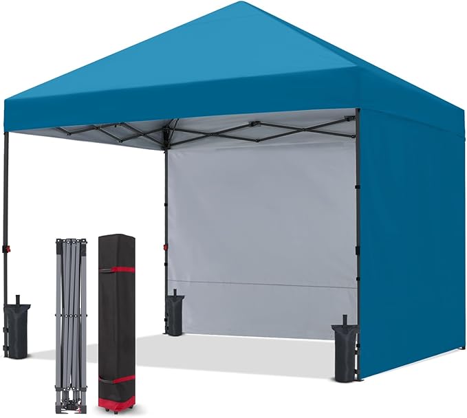 COOSHADE Pop Up Canopy Tent 10x10 with 2 Sidewalls, Outdoor Shade Instant Canopy Tents, Turquiose