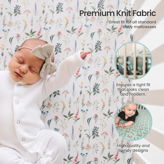 Premium Fitted Knit Crib Sheet/Toddler Sheet Della by Copper Pearl, CP-CRSH-0127-NSZ